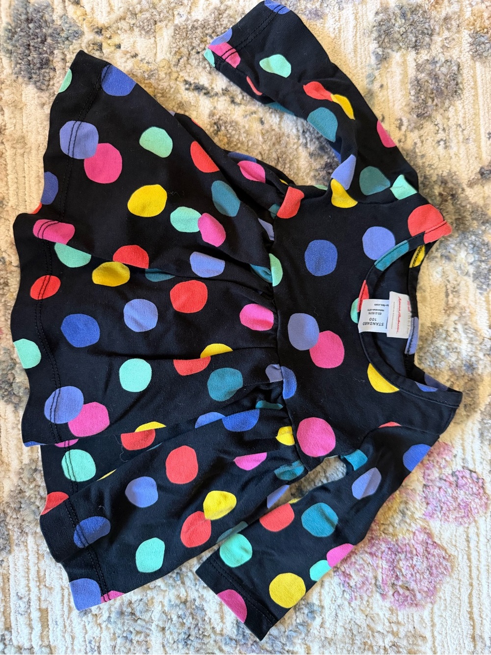 Hannah Andersson infant 0-3 Long-Sleeve One-Piece Dress w/ Polka Dots